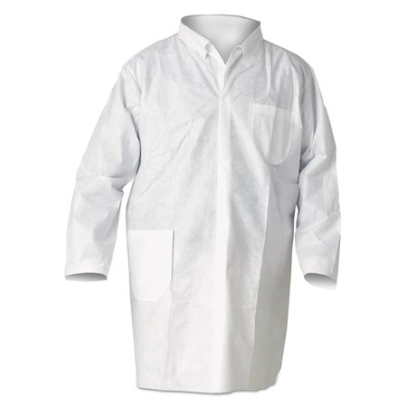 KLEENGUARD A20 Breathable Particle Protection Lab Coats, Snap Closure/Open Wrists/Pockets, 2XL, White, 25PK KCC 40049